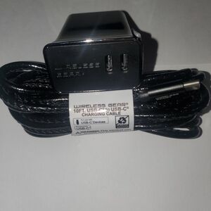 Wireless Gear Silver USB-C Charging Cable 10ft & Wall Block